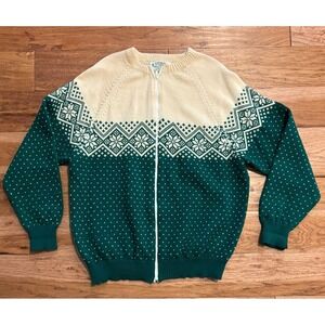 Vtg‎ Moriarty Zip Cardigan Sweater Nordic Heavy Hand Knit 100% Wool Men's XL